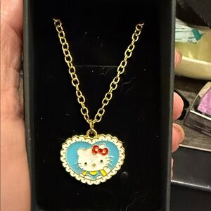Hello Kitty Heart Pendant Necklace - Gold and Blue
